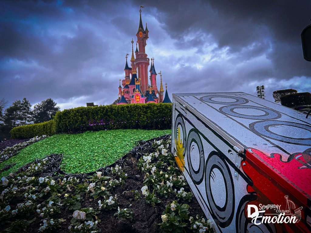Le château avant les shows sous la pluie