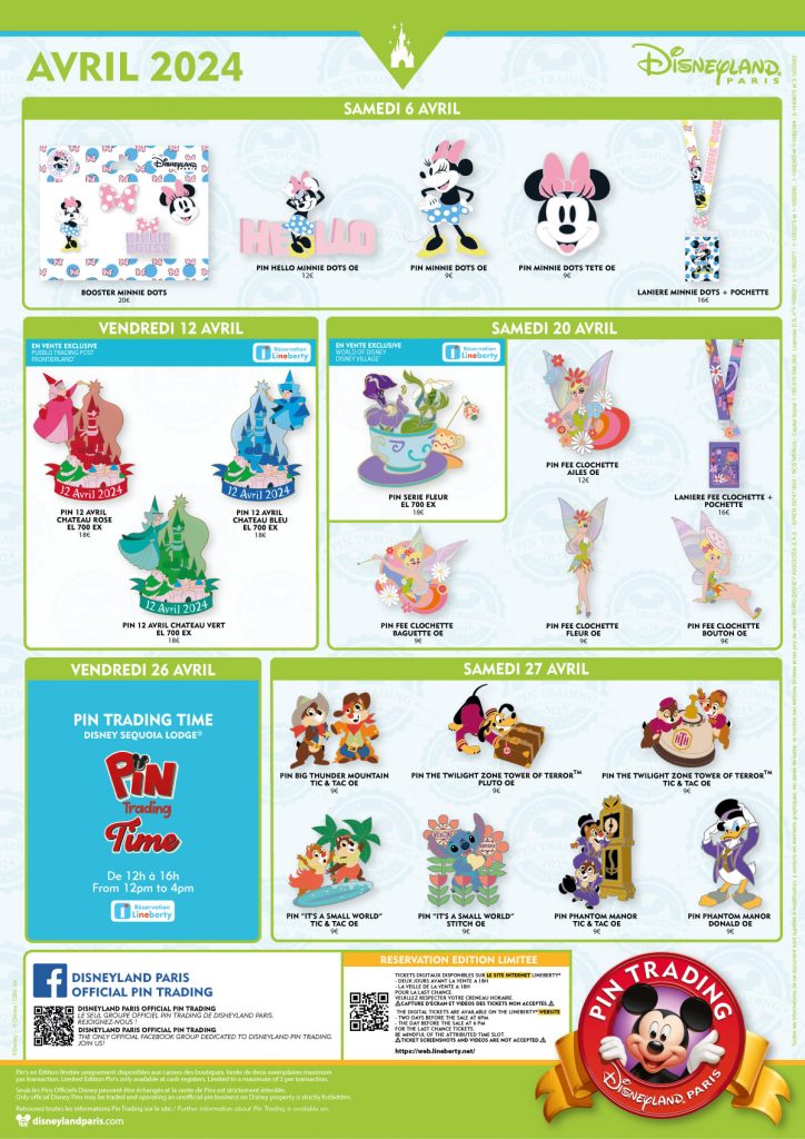 Affiche Principale du Pin Trading avril 2024 de Disneyland Paris