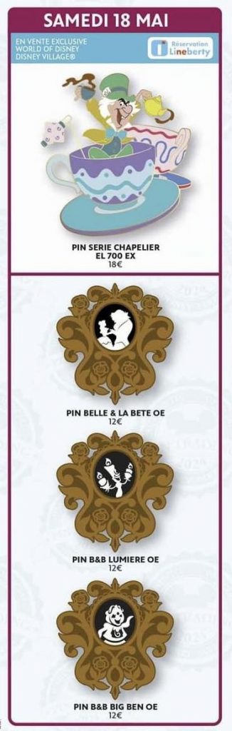 Pins Mad Hatters Tea Cups et La Belle et la Bête