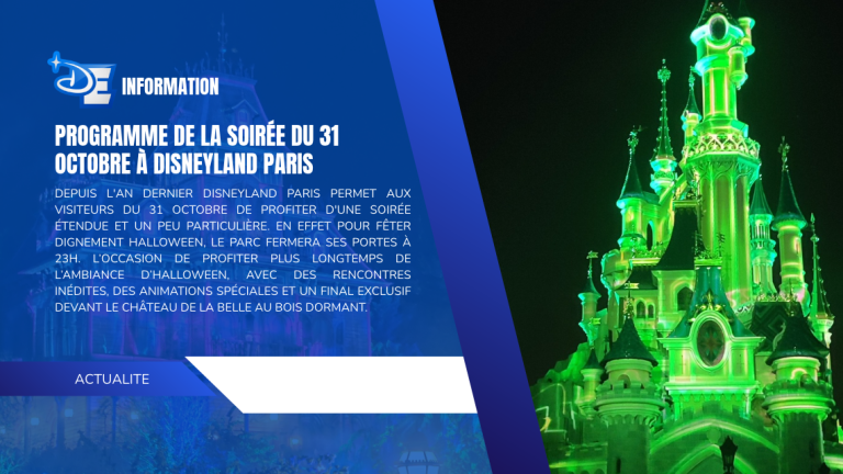 Programme de la soirée du 31 octobre à Disneyland Paris