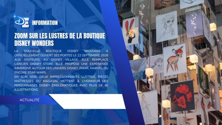 Zoom sur les lustres de la boutique Disney Wonders